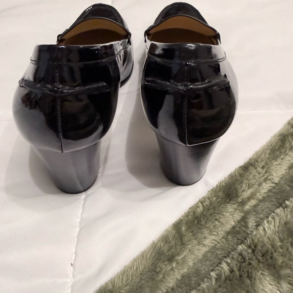 Michael Kors Black Patent Leather Block Heel Loafers - Picture 5 of 7